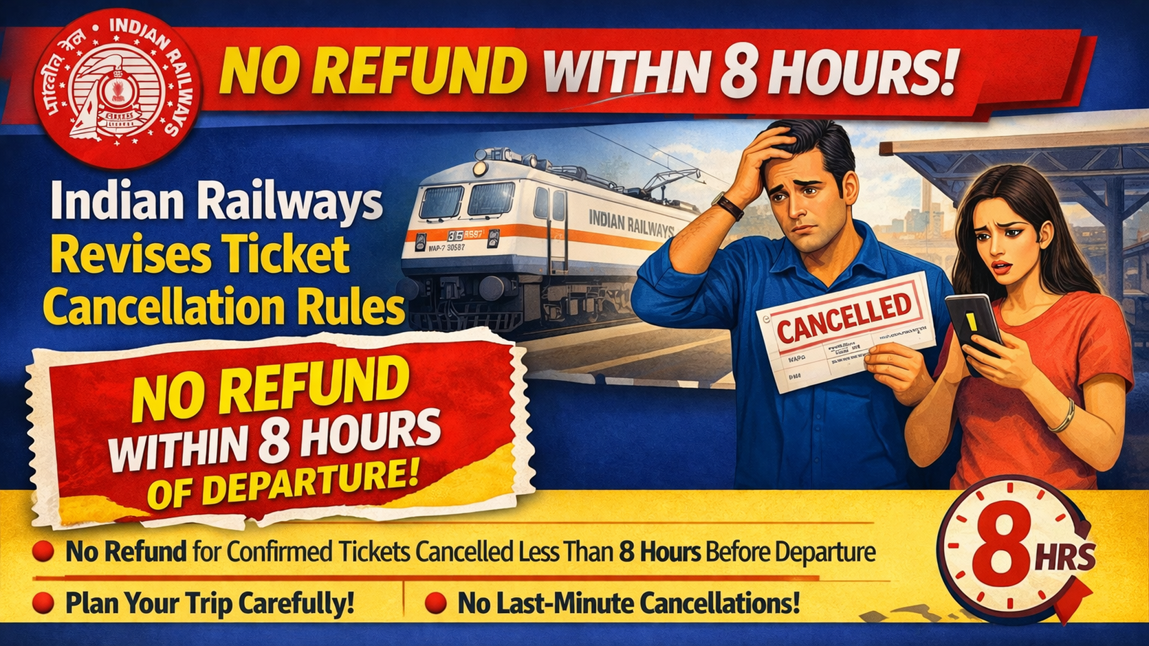 No Refund Within 8 Hours: Indian Railways Revises Ticket Cancellation Rules